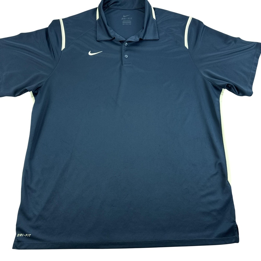 Nike Dri-FIT Polo Shirt Mens 2XL Blue Solid Golf Performance Stretch 706710-420